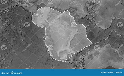 Volcanoes Around the North American Plate. Grayscale Map Stock Illustration - Illustration of ...