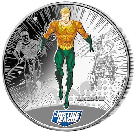 2022 Samoa Justice League Dc Comics Aquaman 1 2 Oz 999 Silver Coin