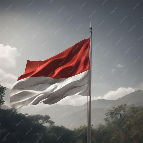 Premium AI Image | the Indonesian or monaco flag is flying in the wind