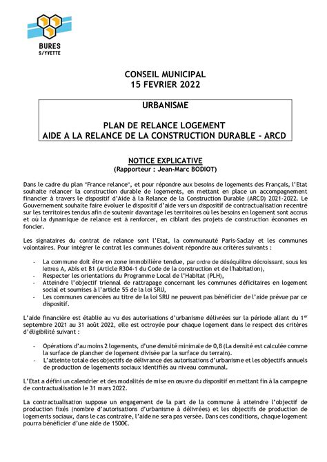 Calam O Notice Projetdelib Plan De Relance Logement Arcd