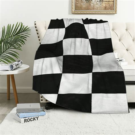 Eastsmooth Black And White Checkered Throw Blanket Fluffy Fuzzy Throws