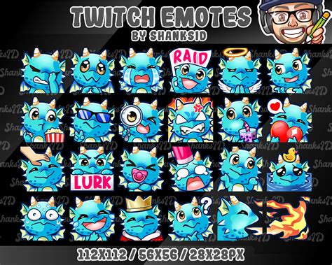 24x Twitch Emotes Blue Dragon Etsy