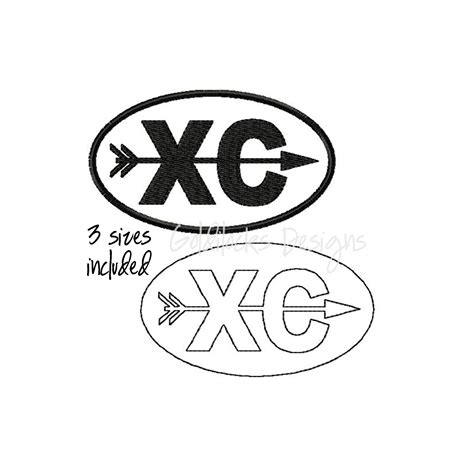 Cross Country XC Logo Embroidery Design In Fill And Outline In ...