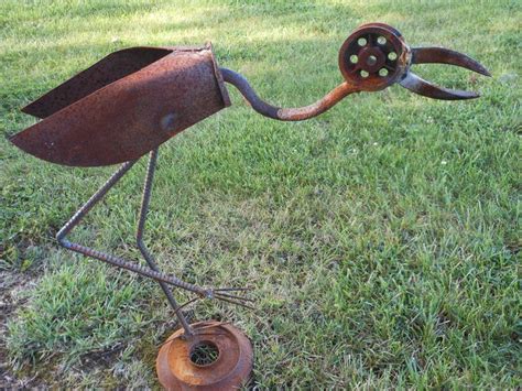 Shovel Stork Rusty Relics Metal Art Metal Yard Art Recycled Metal