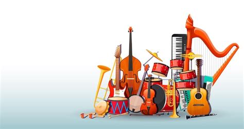 Premium Vector | Set of musical instruments stacked together banner ...