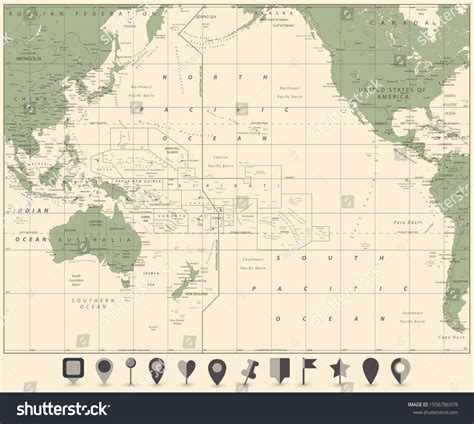 Pacific Ocean Map Flat Map Icons Stock Vector (Royalty Free) 1556786978 ...