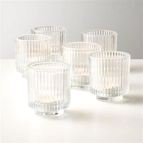 Ezra Glass Modern Votive Candle Holders Set Of 6 Reviews Cb2 Tea Candle Holders Candle