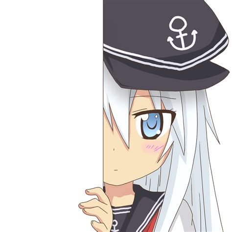 Safebooru 1girl Anchor Symbol Blue Eyes Hat Hibiki Kantai Collection Kantai Collection Long