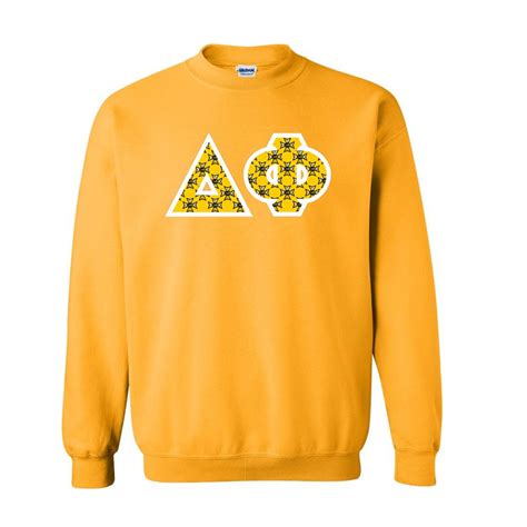 Delta Phi Fraternity Crest Shield Twill Letter Crewneck Sweatshirt Greek Gear