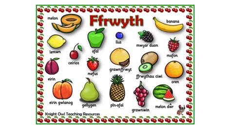 Fruit Word Mat Welsh