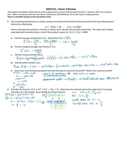 Math Exam Review Mat Nau Studocu