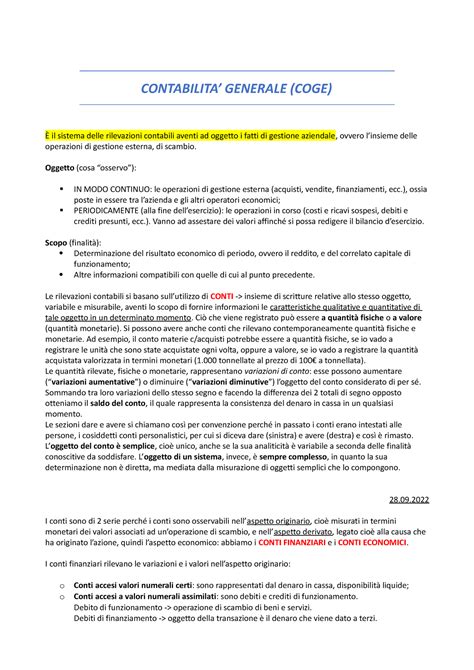 Ragioneria Appunti Presi A Lezioni Con La Montanini CONTABILITA