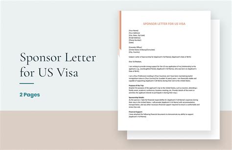 Us Visa Sponsor Letter Template Visa B2 B1 Letter Visitor Pa