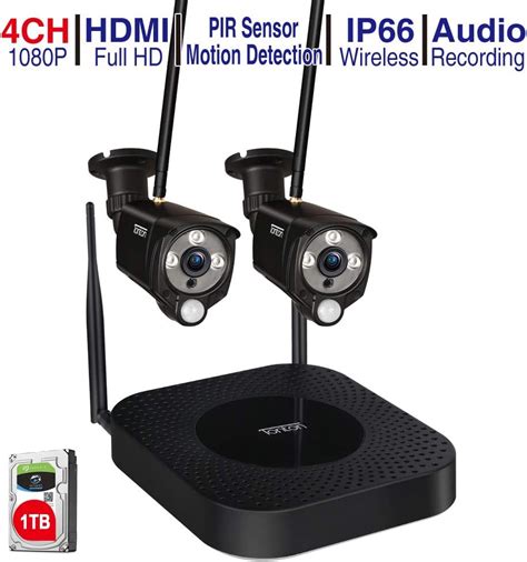 Tonton 1080P Full HD Wireless Security Camera System 4CH NVR Recorder