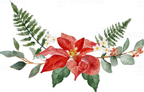 Watercolor Christmas Flower Bouquet Wreath Collection 9413834 Png