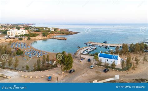 Aerial Agia Triada Beach, Protaras, Cyprus Stock Image - Image of coast