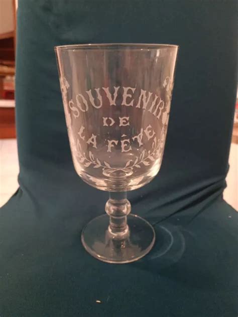 Ancien Grand Verre Souffl Grav Souvenir De La F Te Eur