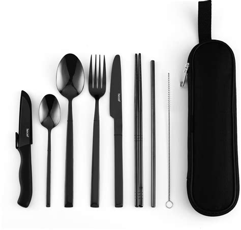 Travel Cutlery Set 9 Piece Stainless Steel Set Outdoor Cutlery