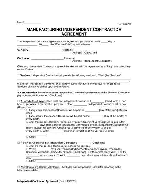 Free Manufacturing Contract Template PDF Word