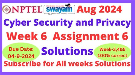 Nptel Cyber Security And Privacy Week Assignment Solutions Youtube