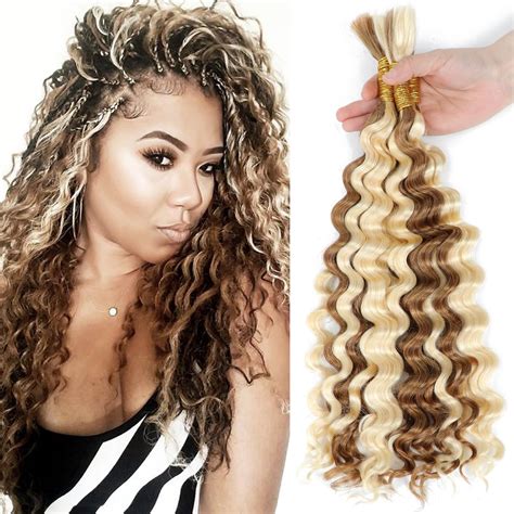 Amazon P27 613 Blonde Deep Wave Human Braiding Hair Micro Crochet