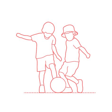 Playing - Children Kicking Ball Dimensions & Drawings | Dimensions.com