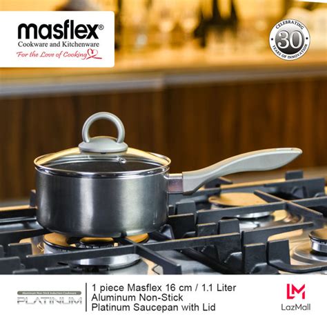 Masflex 16 Cm 1 1 Liter Aluminum Non Stick Platinum Saucepan With Lid