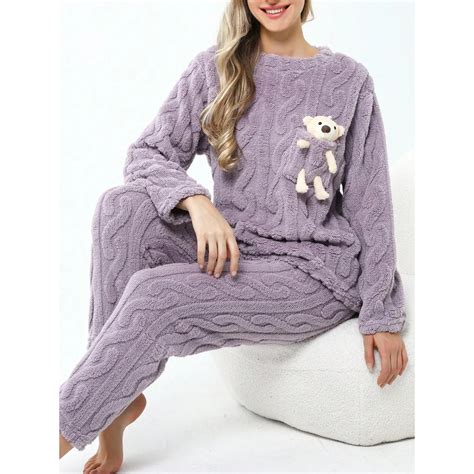 Tecido Para Pijama De Inverno - Conjunto Pijama inverno feminina tecido de Fleece de Coral, Sleepwear ...