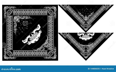 Bandana Skull Design Paisley Vector Stock Vector Illustration Of