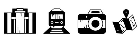 Travelling icon vector black and white Illustration design for business ...