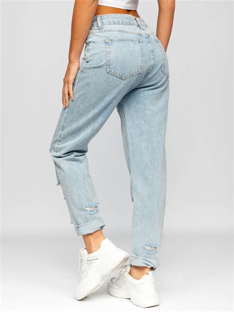 Bolf Damen Jeanshose Mom Fit Blau L