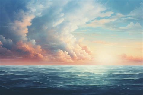 Premium AI Image | a painting of a sunset over the ocean with a cloudy ...