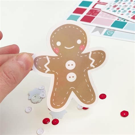 Gingerbread Man Sticker Cute Christmas Vinyl Stickers Uk