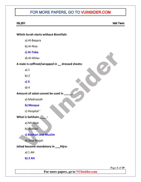 Isl Mid Term Past Papers Mega File Isl Mid Term Page Of