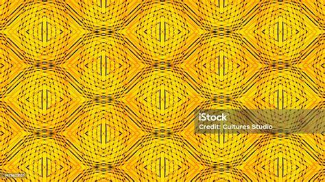 Kain Afrika Pola Mulus Dan Bertekstur Desain Geometris Warna Kuning