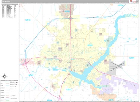 Decatur Illinois Wall Map (Premium Style) by MarketMAPS - MapSales