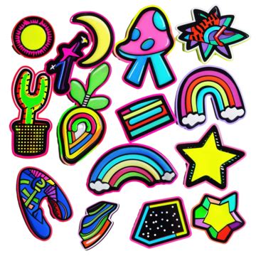 Collection Of Neon Pop Art Stickers Pop Art Summer Sticker Png