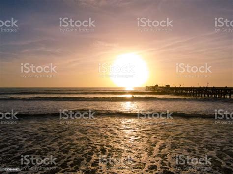 Aerial View Of San Clemente Pier During Beautiful Sunset Time San ...