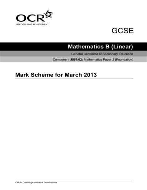 Mark Scheme Unit J567 02 Paper 2