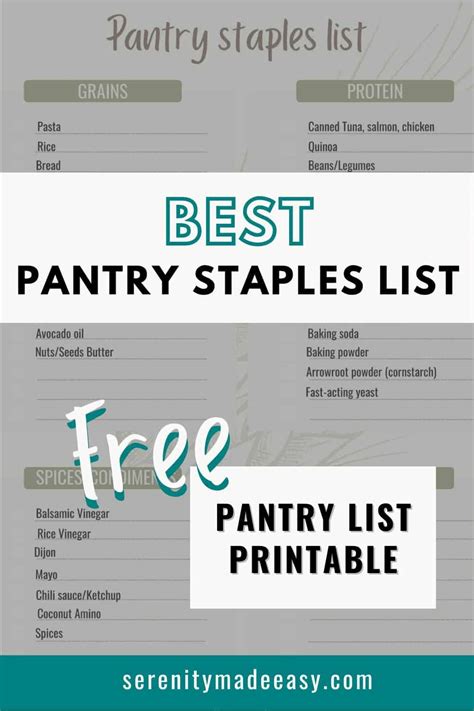 The one pantry staples list printable you need - Serenity Made Easy