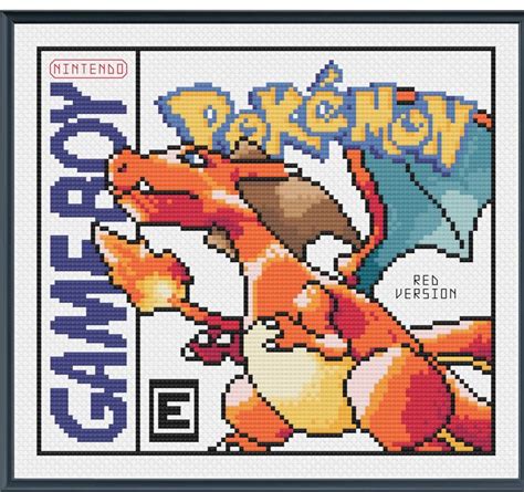 Pokémon red box art cross stitch | Pokemon cross stitch, Pokemon cross ...