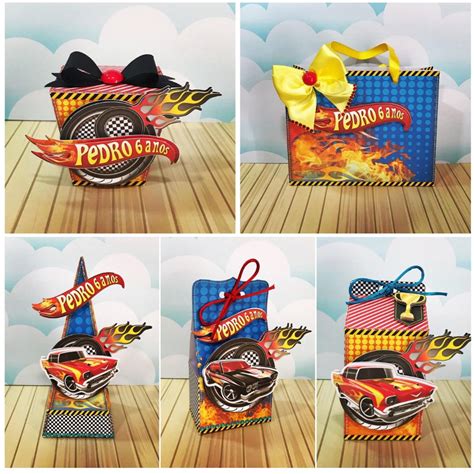 Kit Festa Caixas Pegue E Monte Lembrancinha Hot Wheels