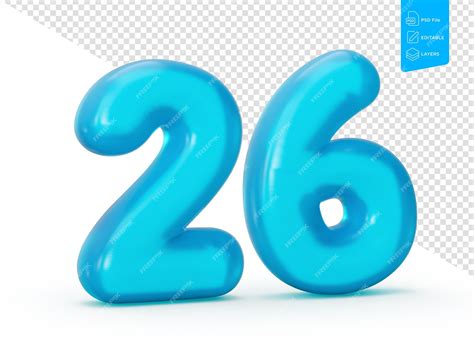 Dígito de jalea azul 26 veintiséis sobre fondo blanco número colorido