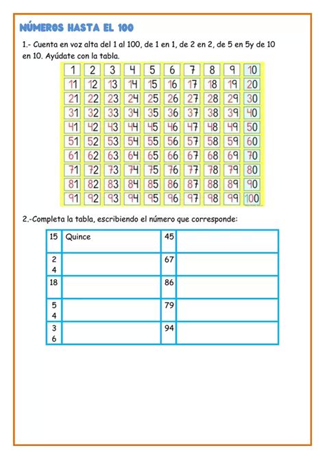 Números hasta el 100 profe social