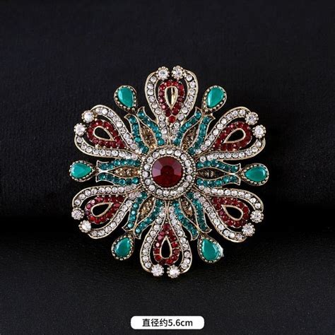 Baroque Style Vintage Women Men Fashion Crystal Brooches Pins Retro