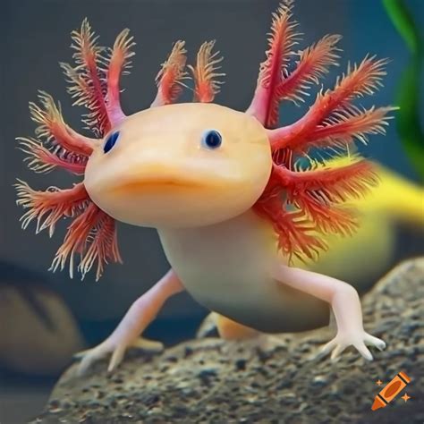 Red And Yellow Axolotl On Craiyon