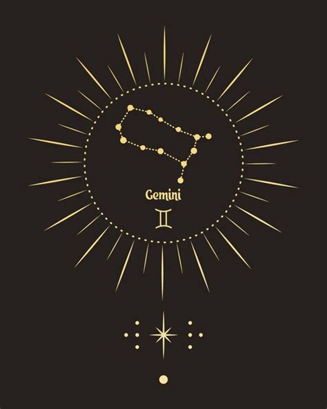 Premium Vector Magic Astrology Poster With Gemini Constellation