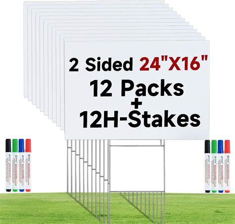 Amazon 12 Packs Blank Yard Signs With Stakes Larger Size 24 X16