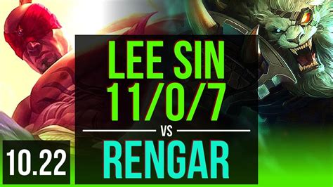 LEE SIN Vs RENGAR JUNGLE 11 0 7 Legendary 600 Games 900K