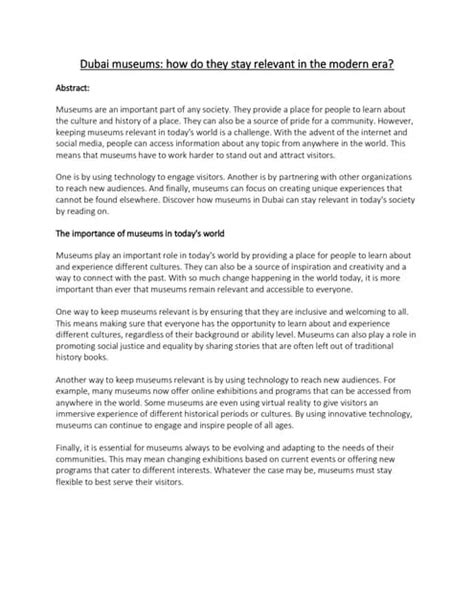 Unveiling History: The Evolving Role of Museums in Cultural ... 